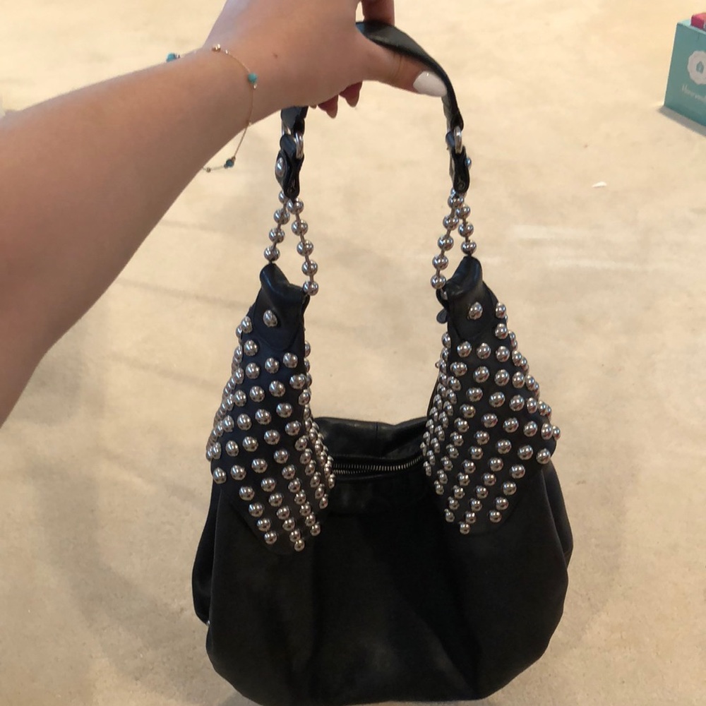 Cole Haan G Series Black Leather Stud Hobo